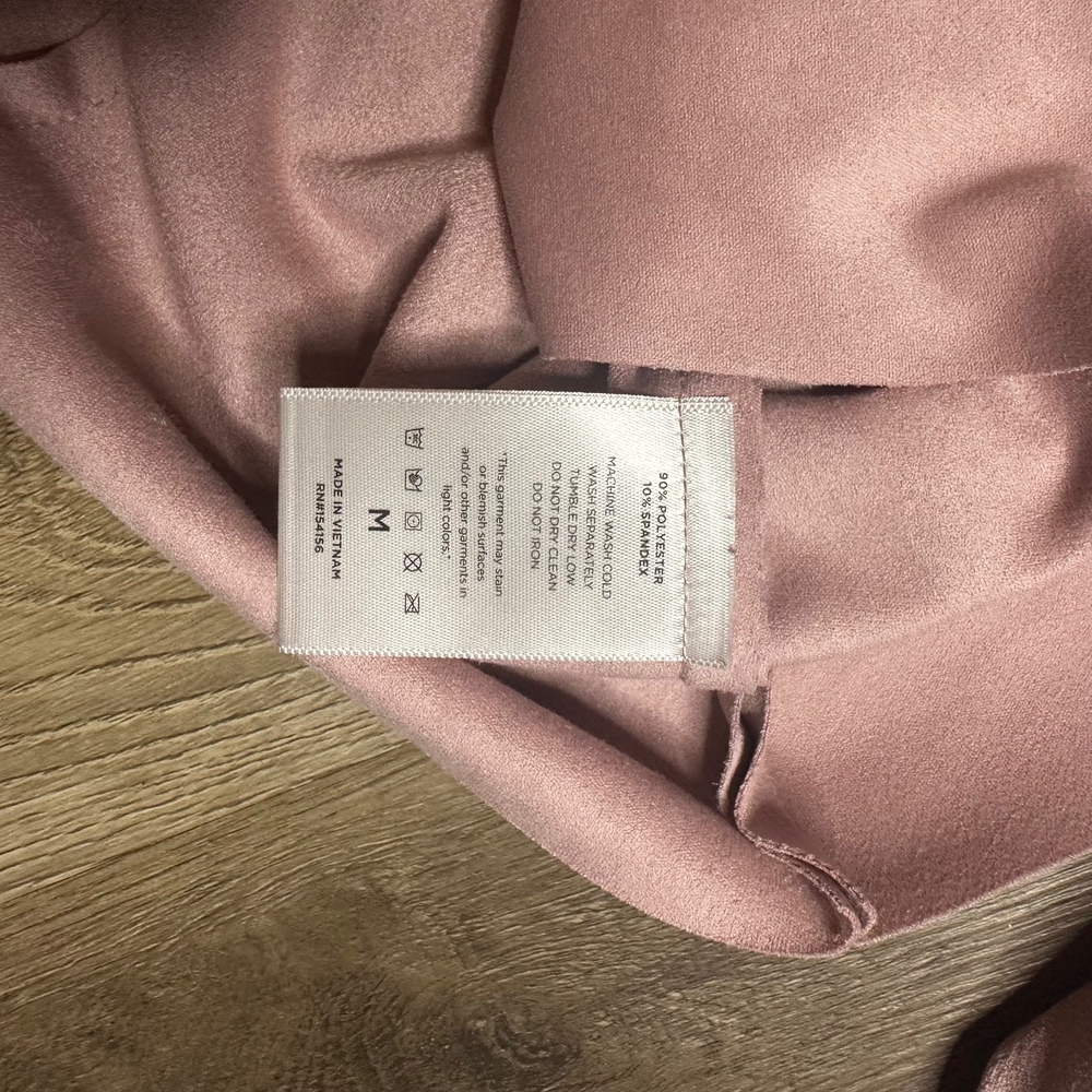 Mote Faux Suede Moto Jacket Drape Front Zip Up Soft Pink Medium‎ - Picture 8 of 10
